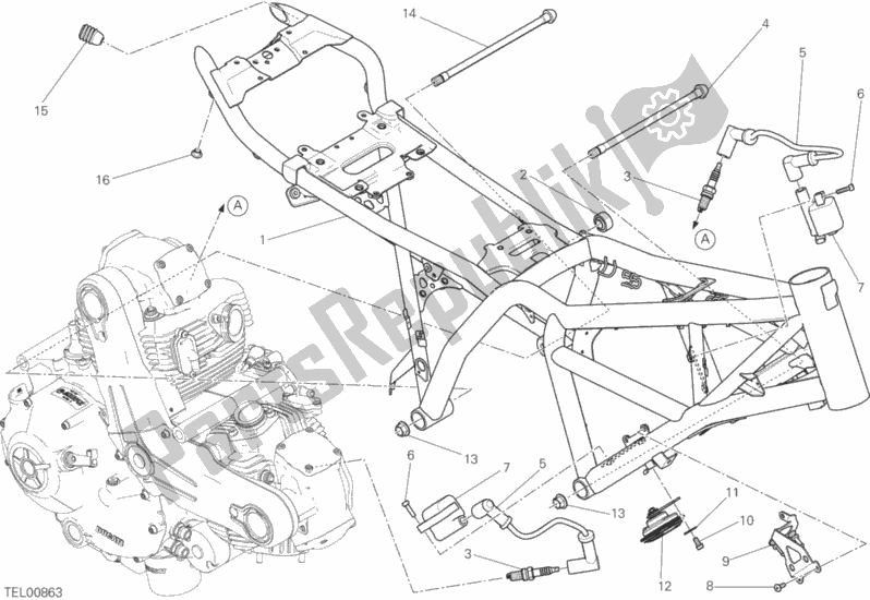 All parts for the Frame of the Ducati Scrambler Urban Enduro Brasil 803 2016